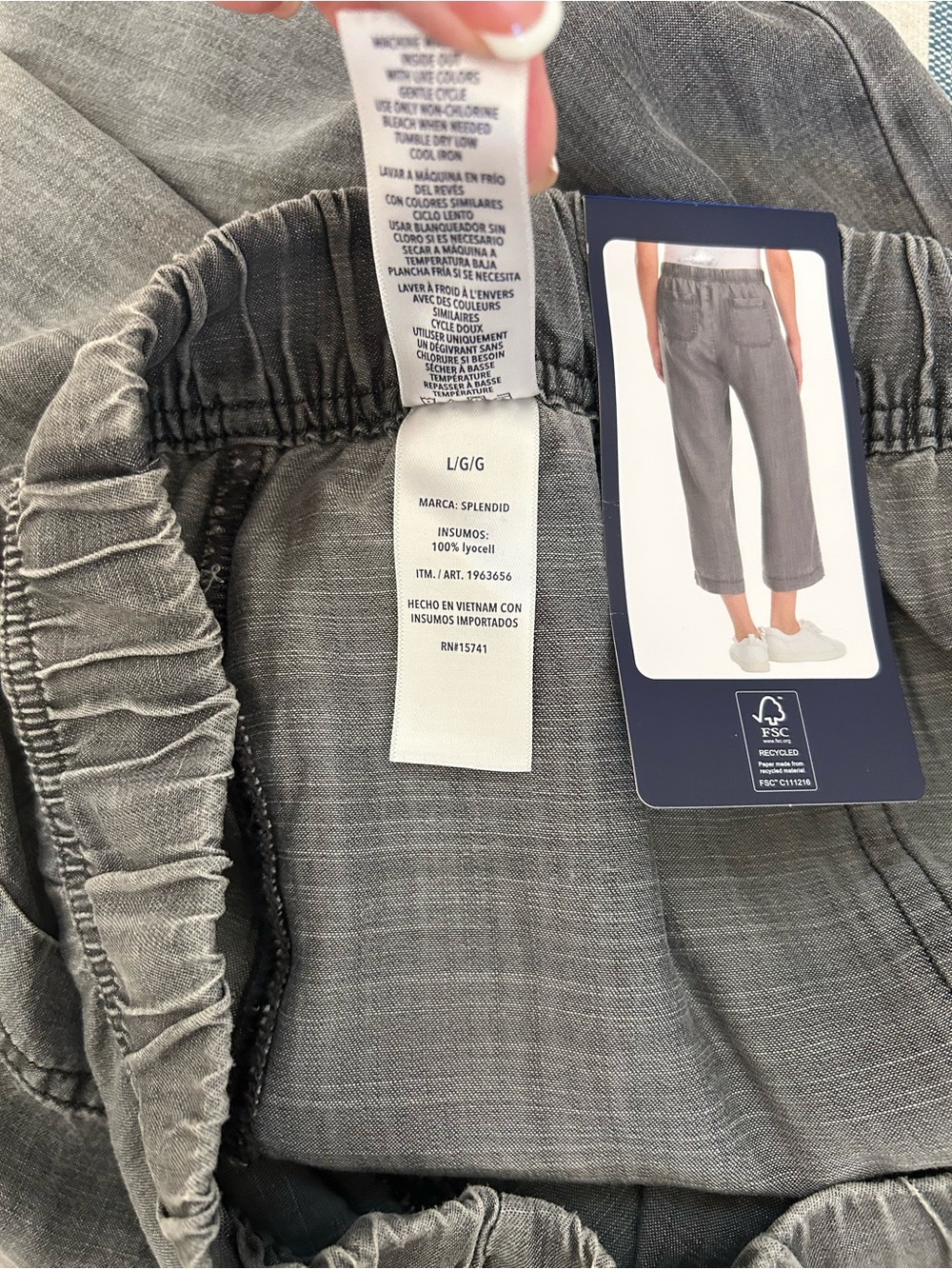 NWT Splendid Wide-Leg Drawstring Capris in Washed Gray - Picture 9 of 10
